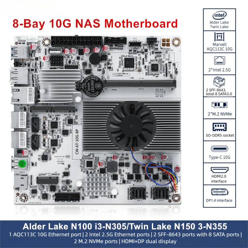 Płyta główna 8-bay 10G NAS Int – Nas Motherboard 8 Sata Mini Itx recenzja i cena